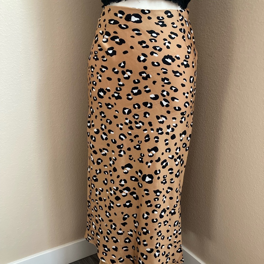 Nasty Gal Tan and Black Animal Print Skirt